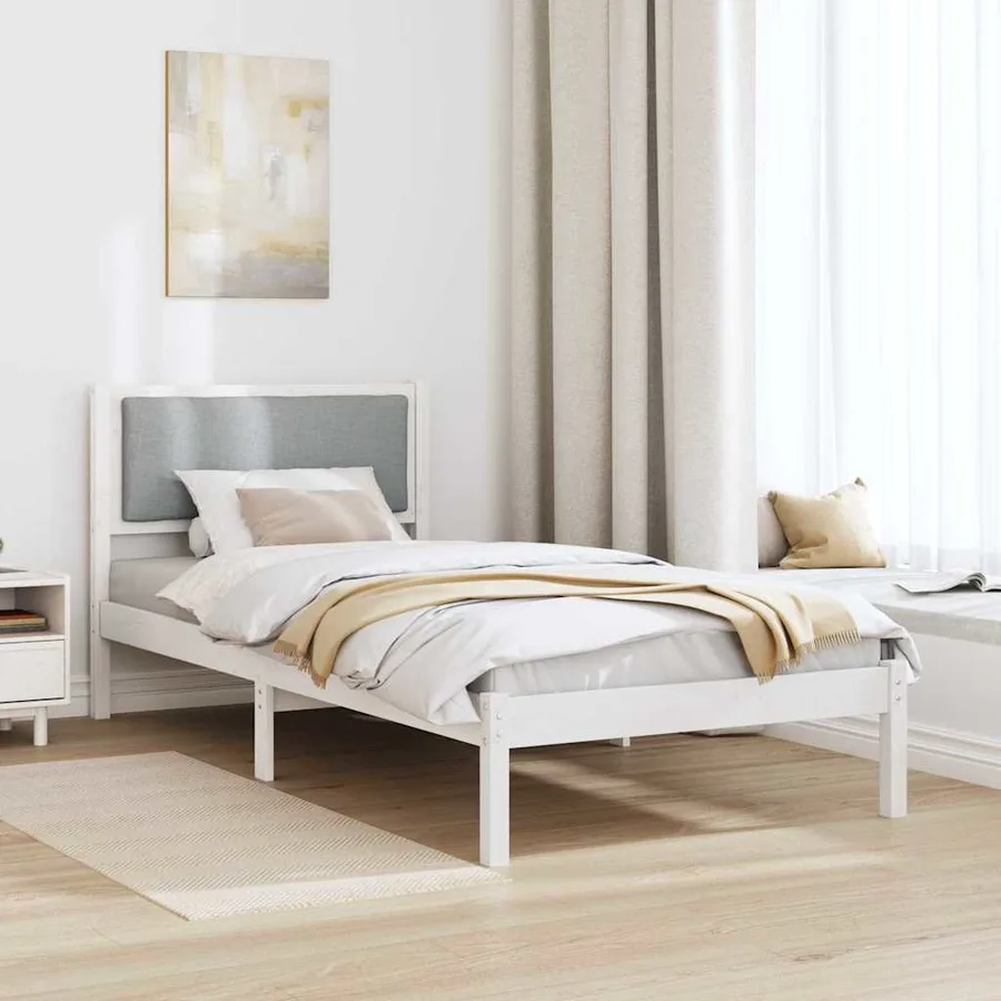 Cadre de lit Gris clair 100 x 200 cm Pin massif - 4