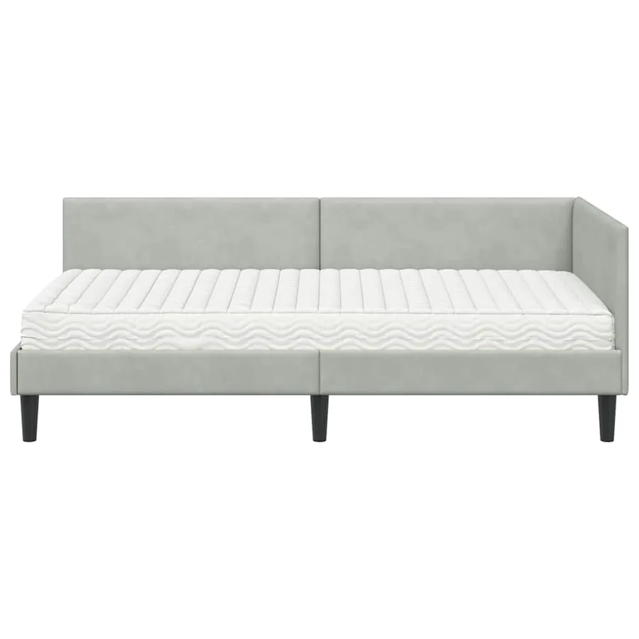 Cadre de lit d'angle avec matelas 2 pcs Gris clair Velours - 5