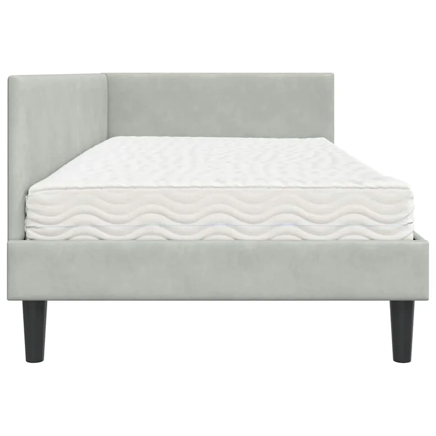 Cadre de lit d'angle avec matelas 2 pcs Gris clair Velours - 7