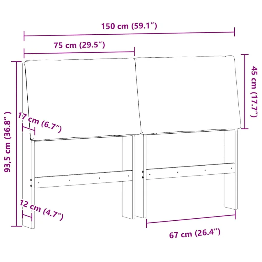 Tête de lit capitonnée Gris clair 150 cm Pin massif - 11