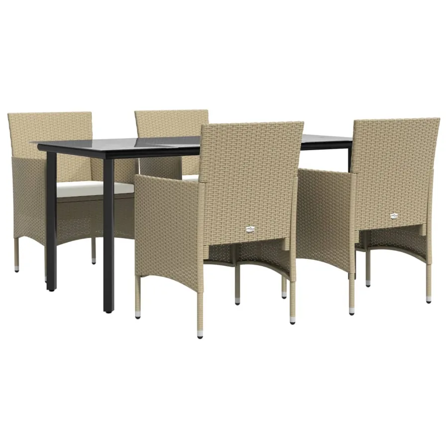 Ensemble à manger de jardin coussins 5 pcs Beige/noir - 3