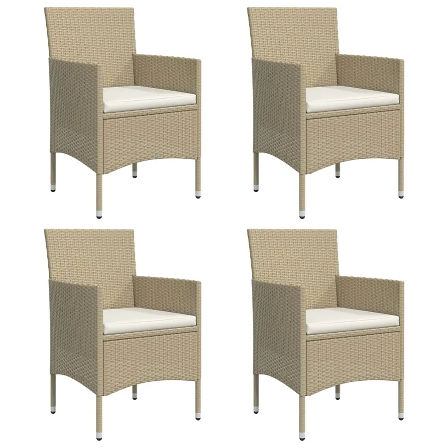Ensemble à manger de jardin coussins 5 pcs Beige/noir - 4