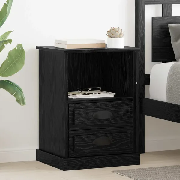 Cabinet de chevet avec tiroir 2 pcs Chêne noir 36 x 43 x 60 cm