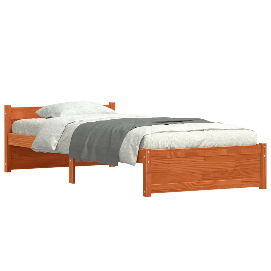 Cadre de lit Brun cire 195,5 x 95,5 x 51 cm Pin massif - 2
