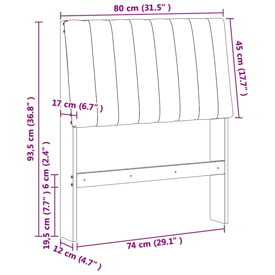 Tête de lit capitonnée Gris clair 80 cm Pin massif - 11