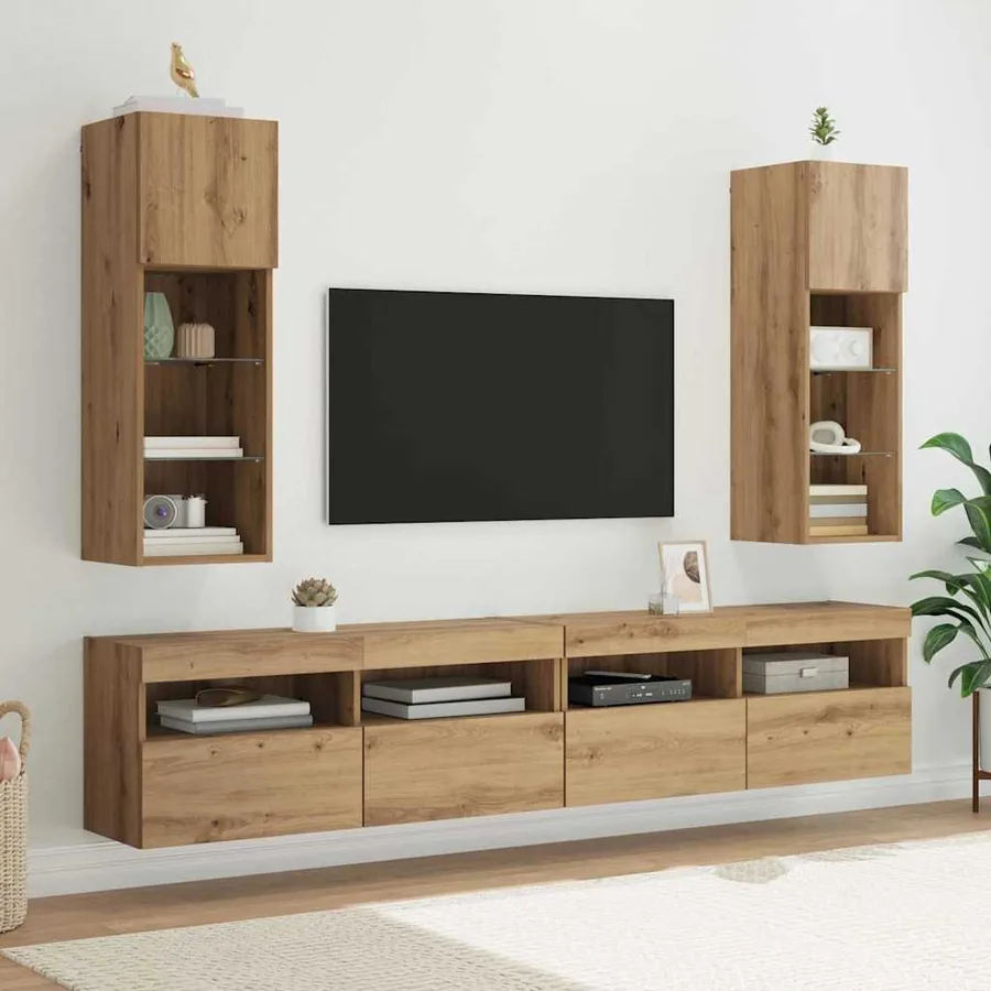 Meubles TV muraux 2 pcs Chêne artisanal Bois d'ingénierie