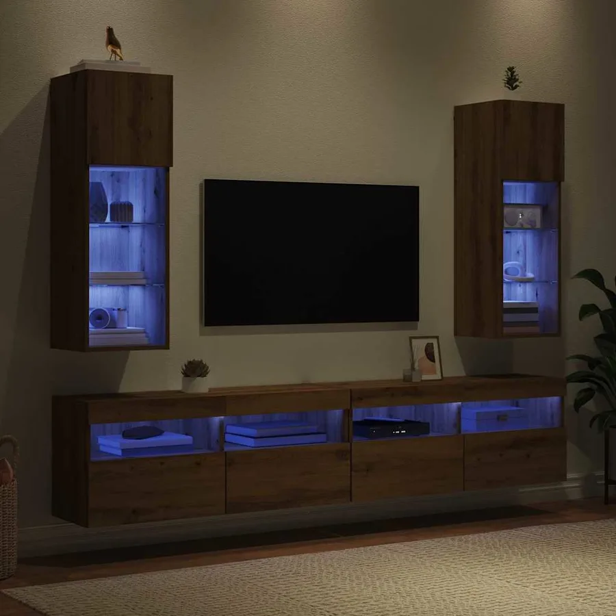 Meubles TV muraux 2 pcs Chêne artisanal Bois d'ingénierie - 5