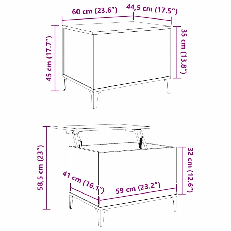Table basse Chêne noir 60 x 44,5 x 45 cm Bois d'ingénierie - 12