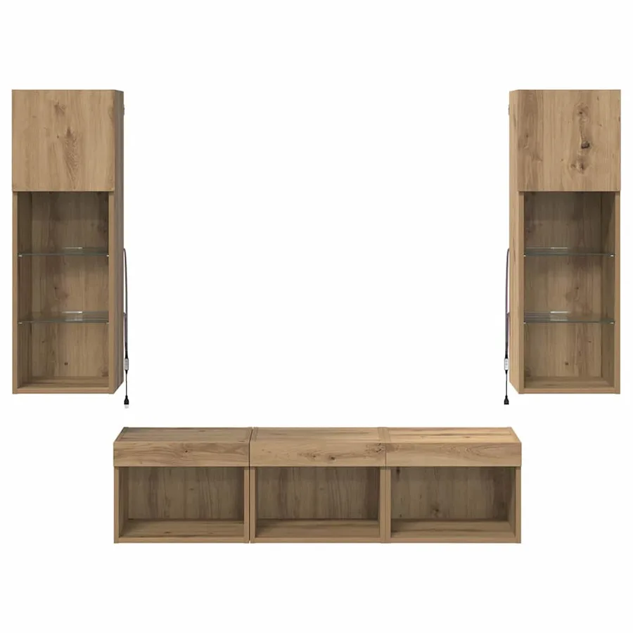 Meubles TV muraux 5 pcs Chêne noir Bois d'ingénierie - 8