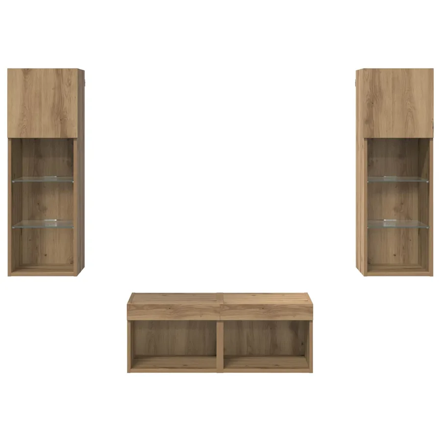 Meubles TV muraux 4 pcs Chêne noir Bois d'ingénierie - 9