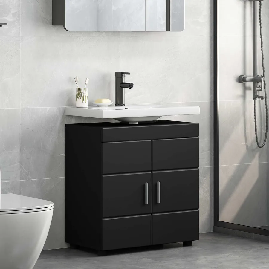 Ensemble d'armoire de salle de bain TULUM Noir 60 x 34 x 63 cm