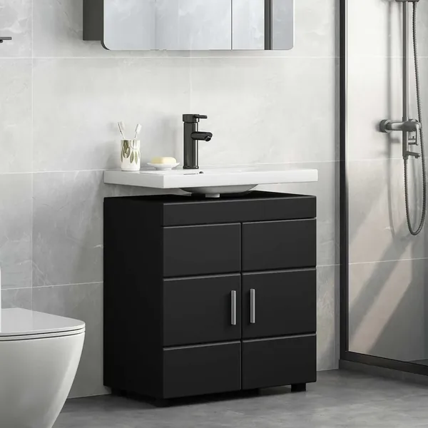 Ensemble d'armoire de salle de bain TULUM Noir 60 x 34 x 63 cm
