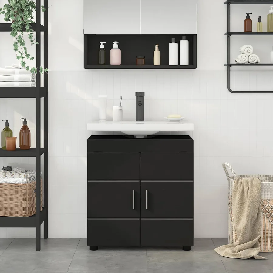 Ensemble d'armoire de salle de bain TULUM Noir 60 x 34 x 63 cm - 4