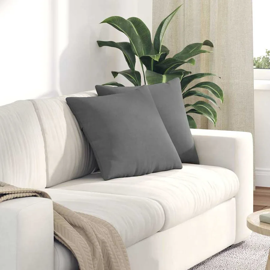 Coussins de canapé 2 pcs Gris foncé 45 x 45 cm tissu