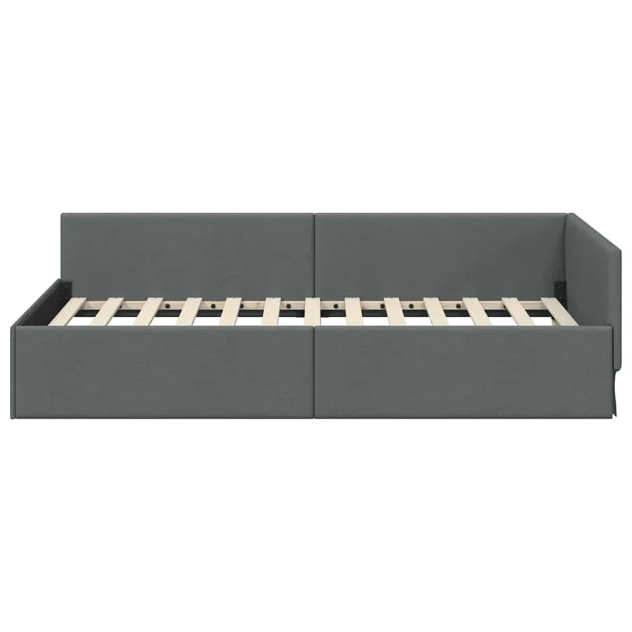 Cadre de lit d'angle Gris foncé 100 cm x 200 cm tissu - 5
