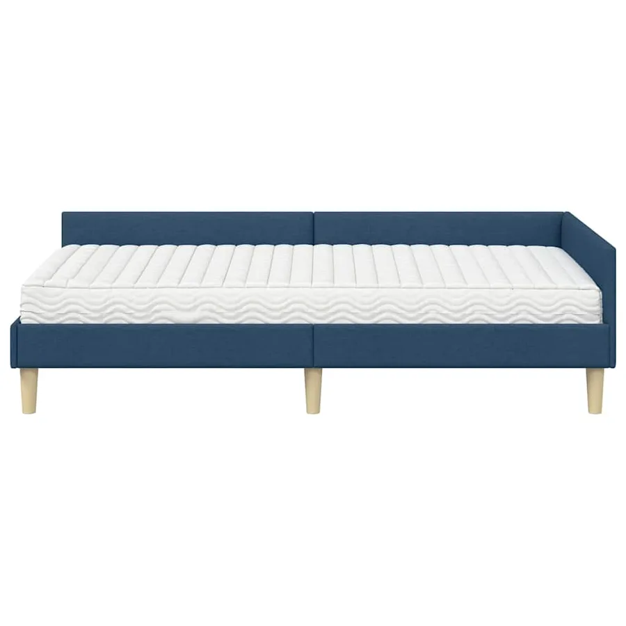 Cadre de lit d'angle avec matelas avec matelas 2 pcs Bleu tissu - 5