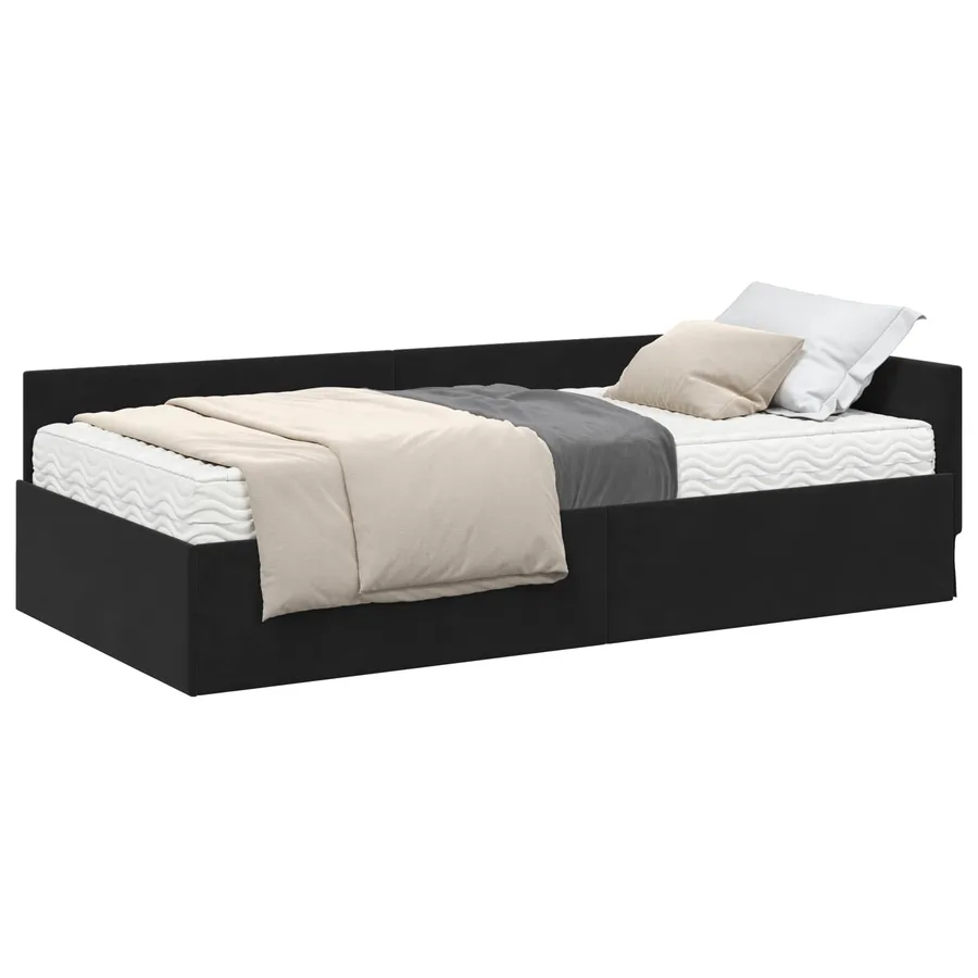 Cadre de lit d'angle avec matelas Autre 2 pcs Gris Velours - 2