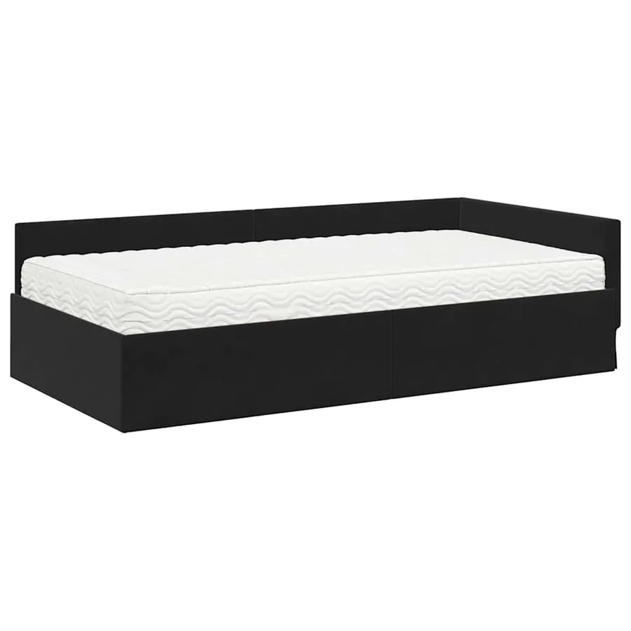 Cadre de lit d'angle avec matelas Autre 2 pcs Gris Velours - 4