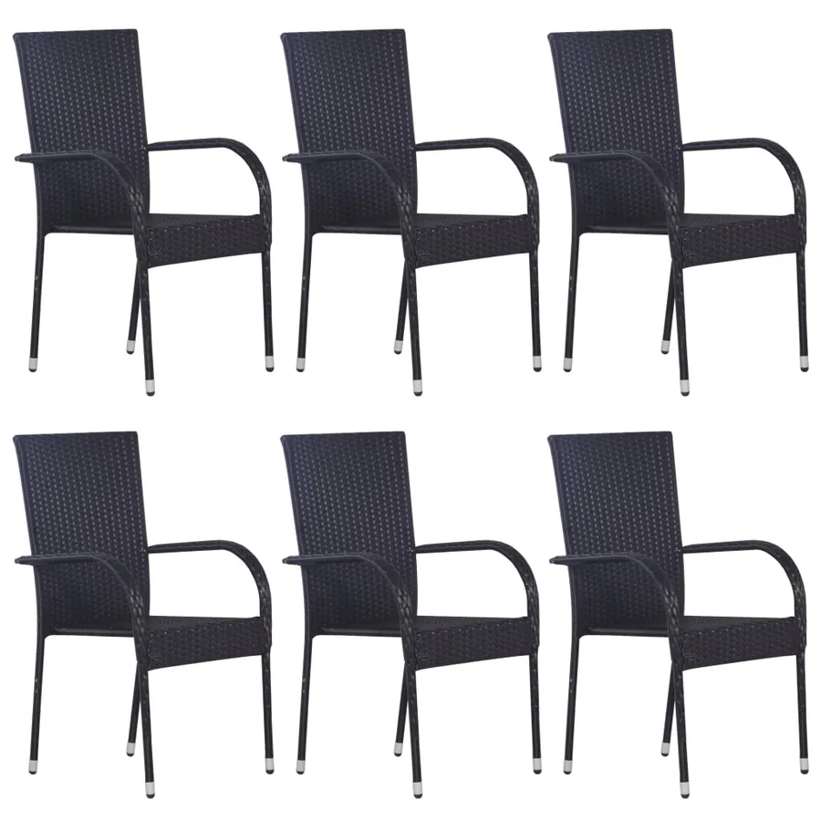 Ensemble à manger de jardin 7 pcs Noir Résine tressée - 4