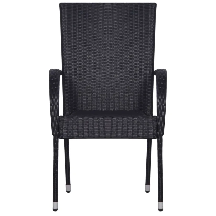 Ensemble à manger de jardin 7 pcs Noir Résine tressée - 6