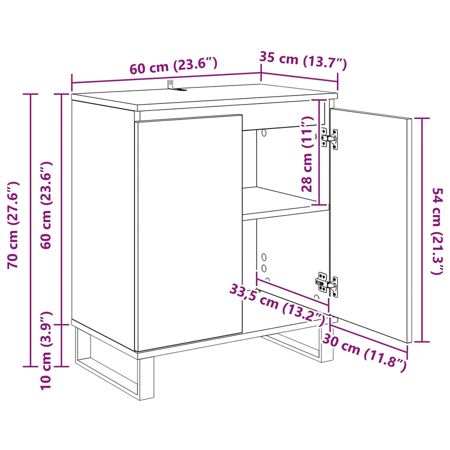 Buffet Chêne noir 60 x 35 x 70 cm Bois d'ingénierie - 13