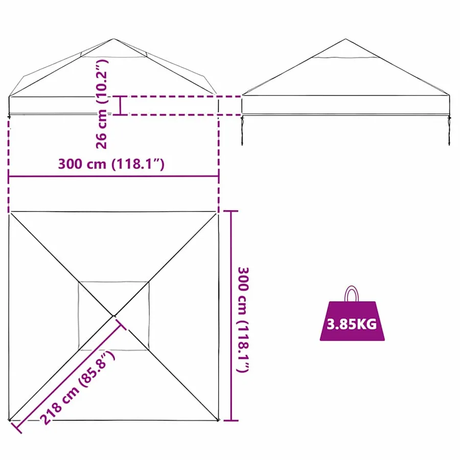 Remplacement de housse de gazebo Transparent 300 x 300 x 26 cm - 9