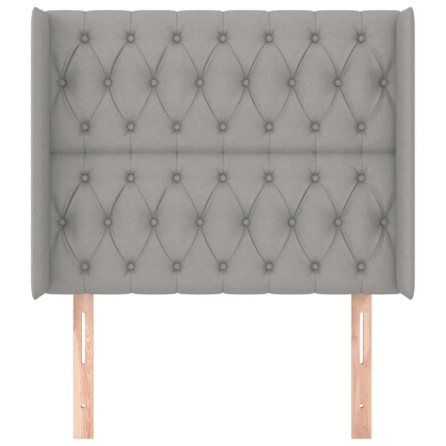 Headboard with ears Light grey 103x16x118/128 cm Fabric - 3
