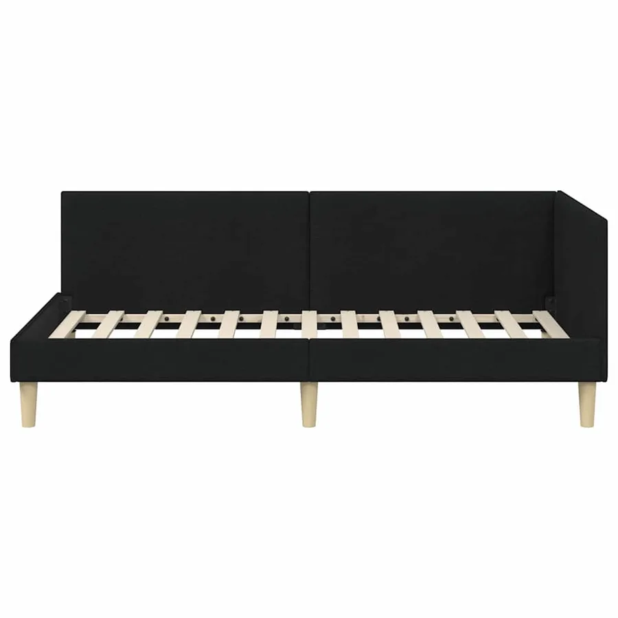 Cadre de lit d'angle Noir 90 cm x 190 cm Tissu et Contreplaqué - 5
