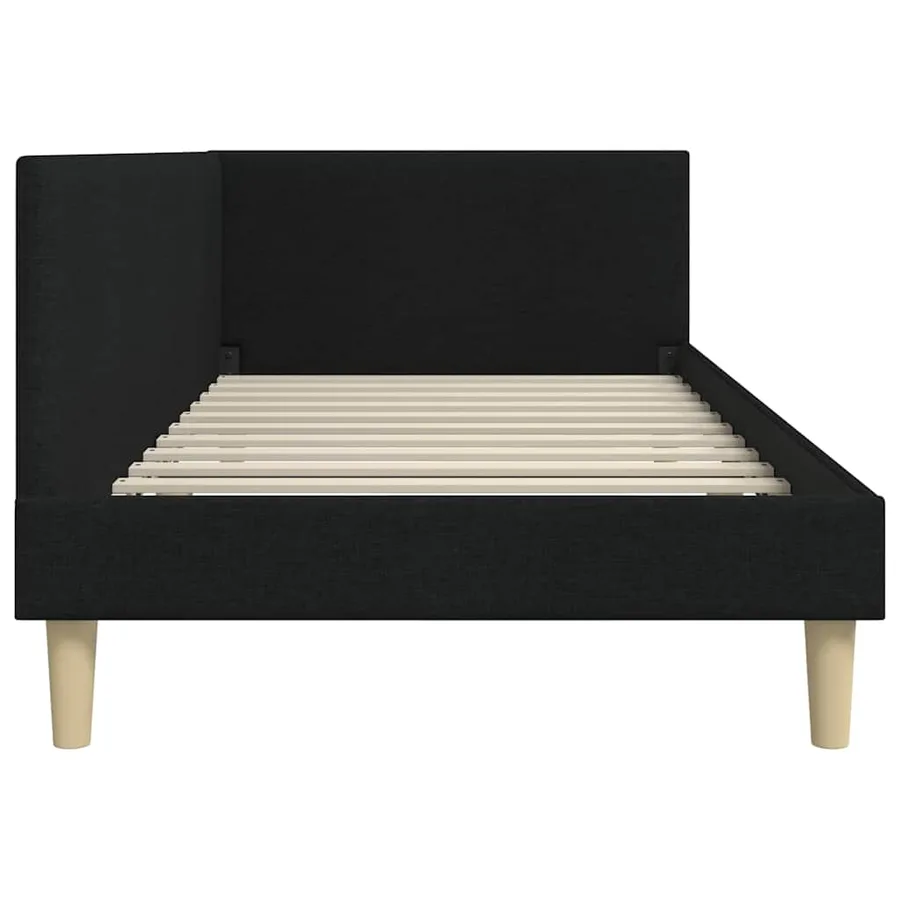 Cadre de lit d'angle Noir 90 cm x 190 cm Tissu et Contreplaqué - 6