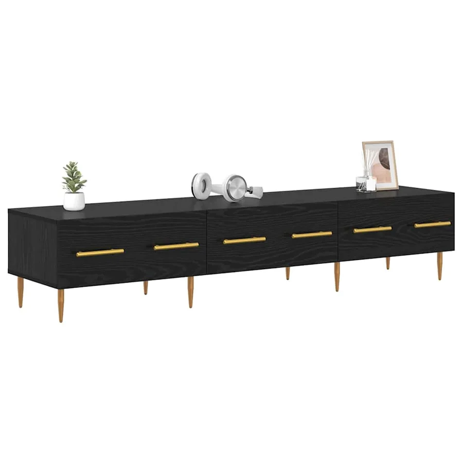 Meuble TV Chêne noir 150 x 36 x 30 cm Bois d'ingénierie - 3