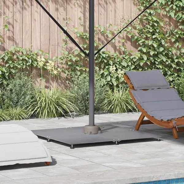 Pied de parasol Aspect bois gris foncé 100 x 100 x 4 cm Acier