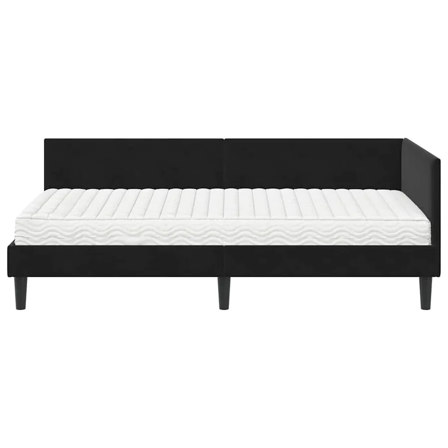 Cadre de lit d'angle avec matelas Autre 2 pcs Noir Velours - 5