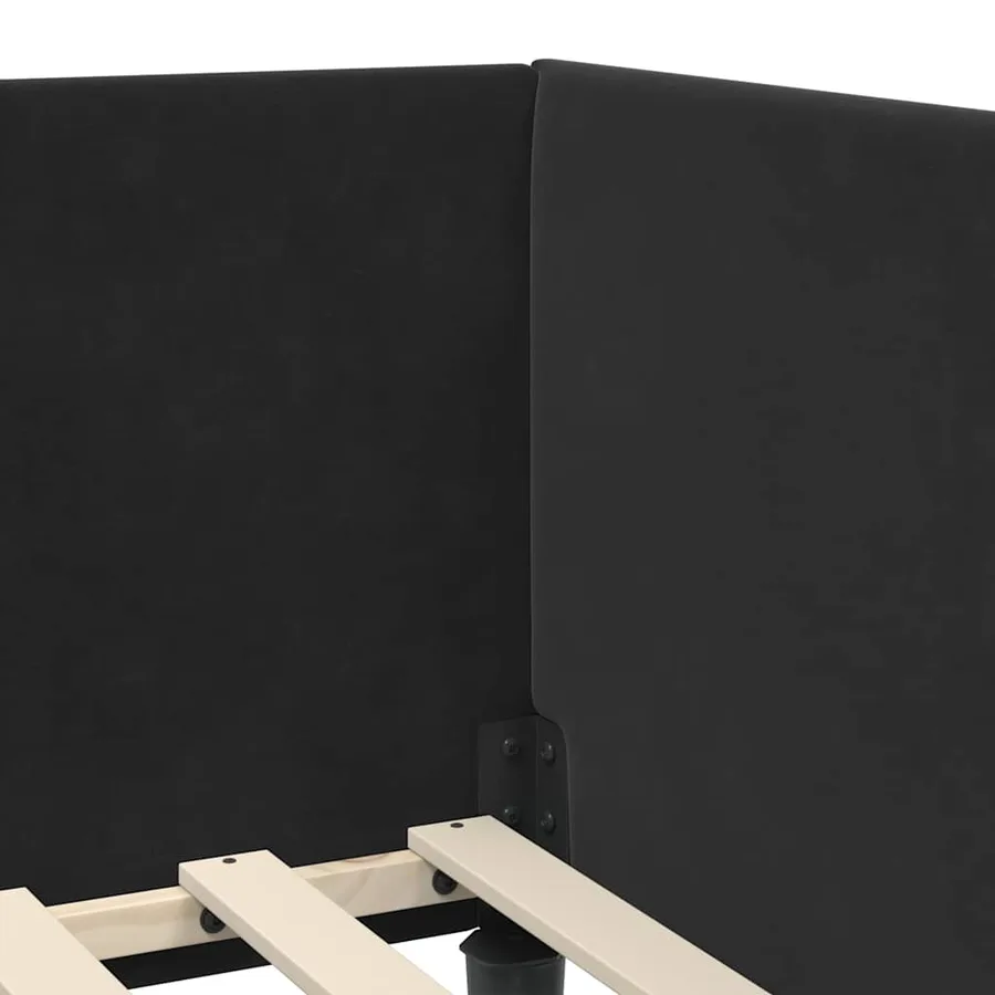 Cadre de lit d'angle avec matelas Autre 2 pcs Noir Velours - 8