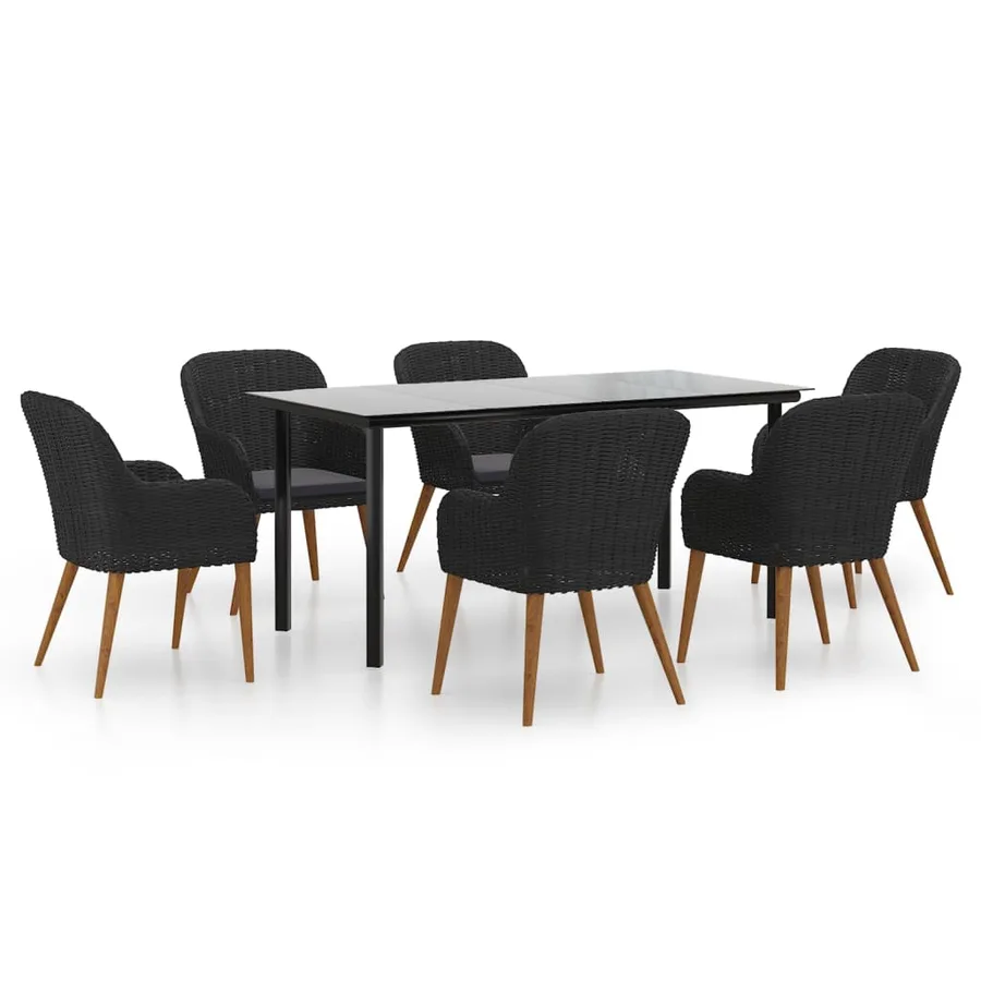 Ensemble à manger de jardin avec coussins 7 pcs Noir - 2