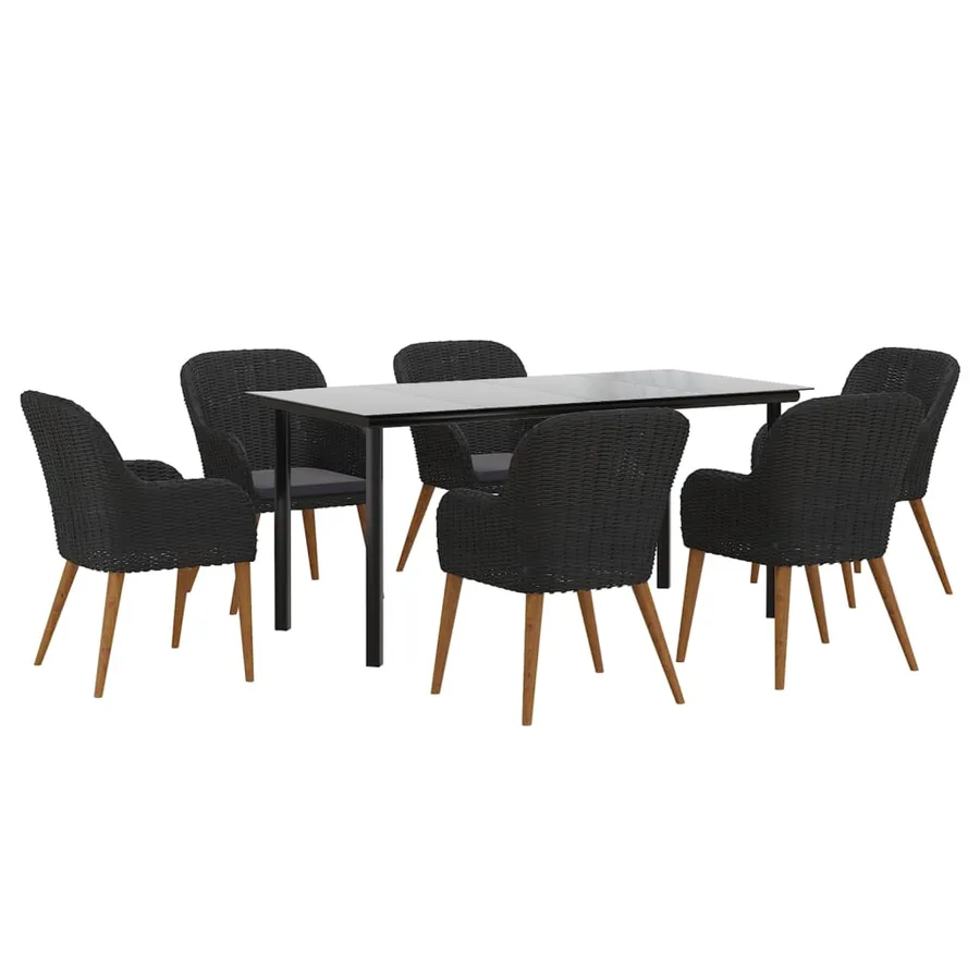 Ensemble à manger de jardin avec coussins 7 pcs Noir - 3