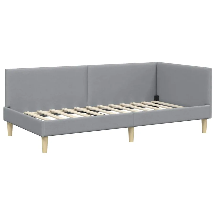 Cadre de lit d'angle avec tête de lit Gris clair 90 cm x 190 cm - 4