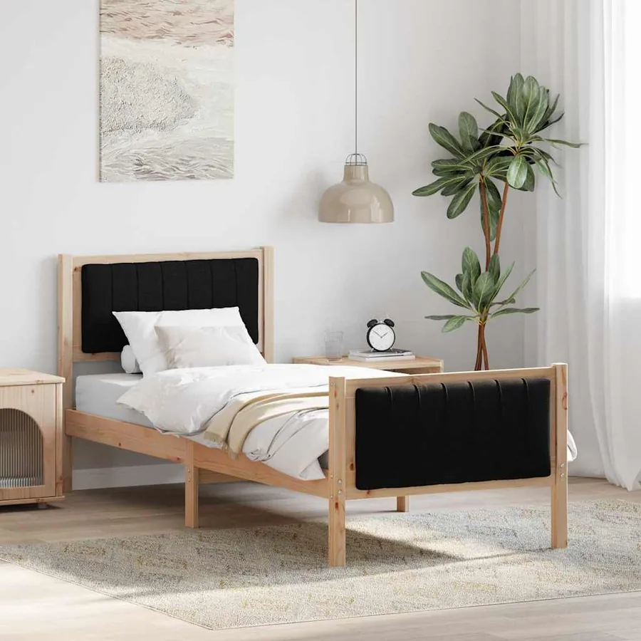 Cadre de lit Marron et noir 80 x 200 cm Bois massif en pin