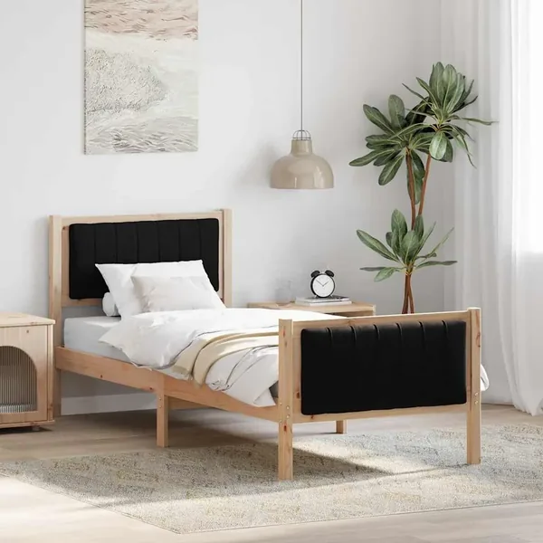 Cadre de lit Marron et noir 80 x 200 cm Bois massif en pin