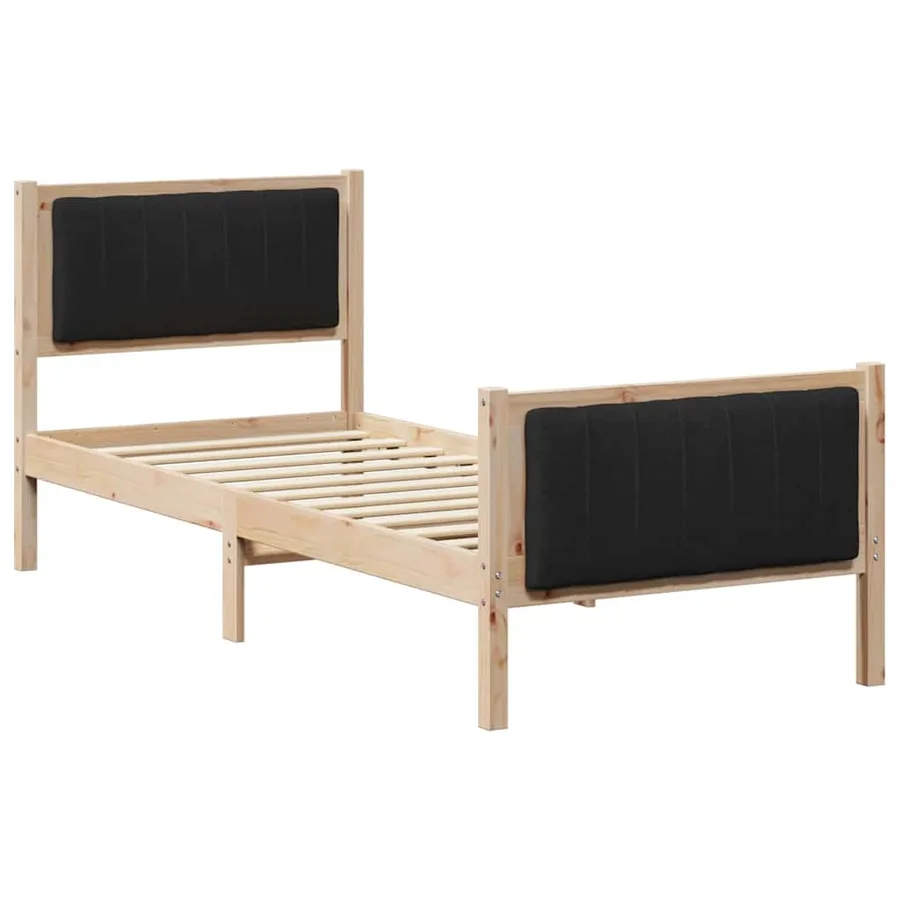 Cadre de lit Marron et noir 80 x 200 cm Bois massif en pin - 2