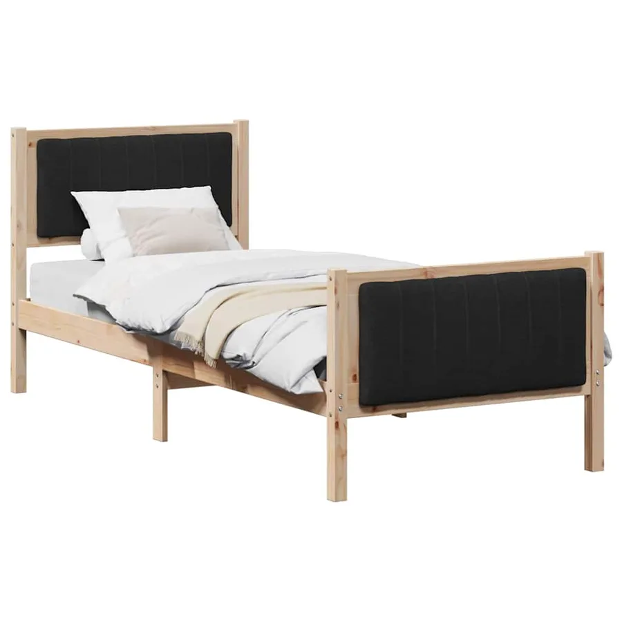 Cadre de lit Marron et noir 80 x 200 cm Bois massif en pin - 3