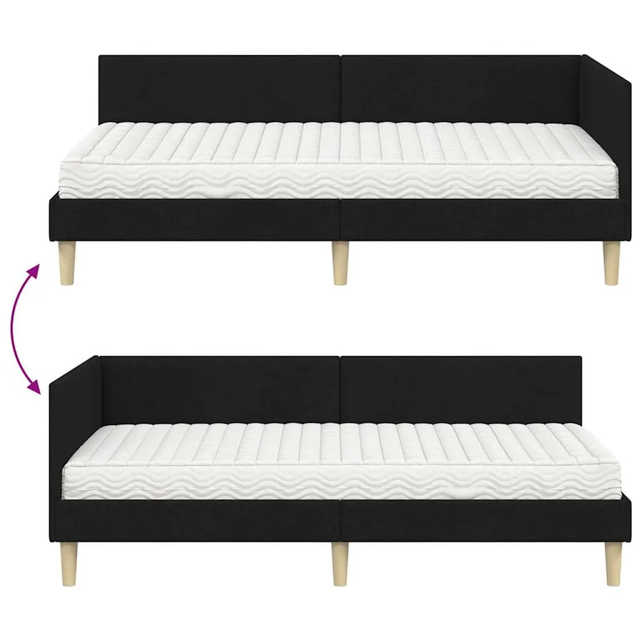 Cadre de lit d'angle avec matelas Autre 2 pcs Vert tissu - 12