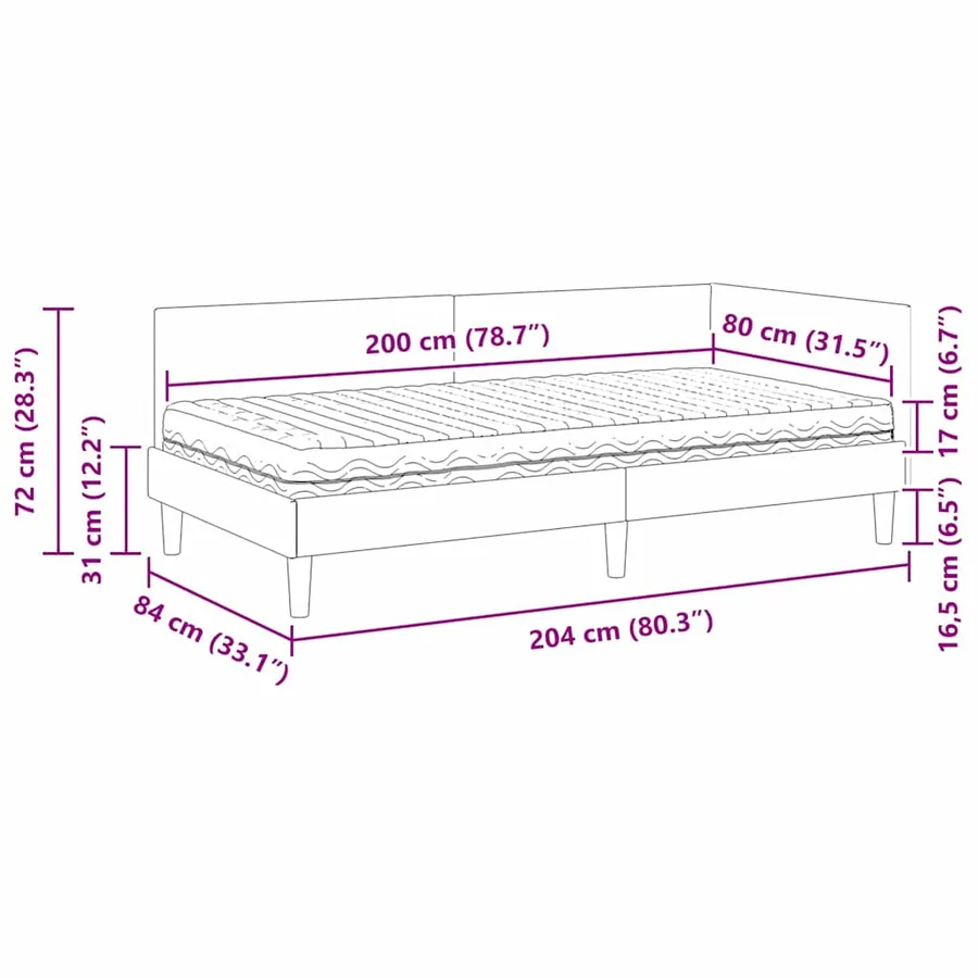 Cadre de lit d'angle avec matelas Autre 2 pcs Vert tissu - 14