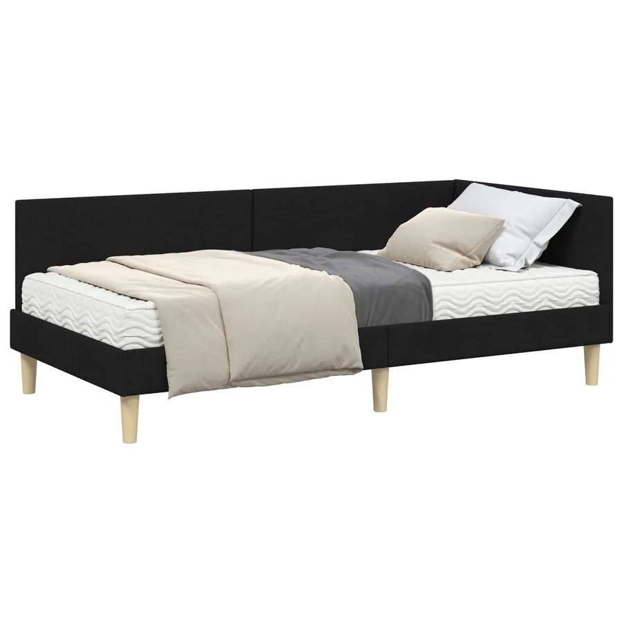Cadre de lit d'angle avec matelas Autre 2 pcs Vert tissu - 2