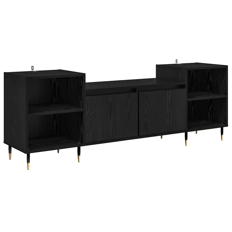 Meuble TV Chêne noir 160 x 35 x 55 cm Bois d'ingénierie - 2