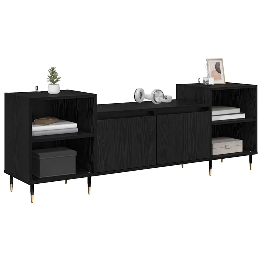 Meuble TV Chêne noir 160 x 35 x 55 cm Bois d'ingénierie - 3