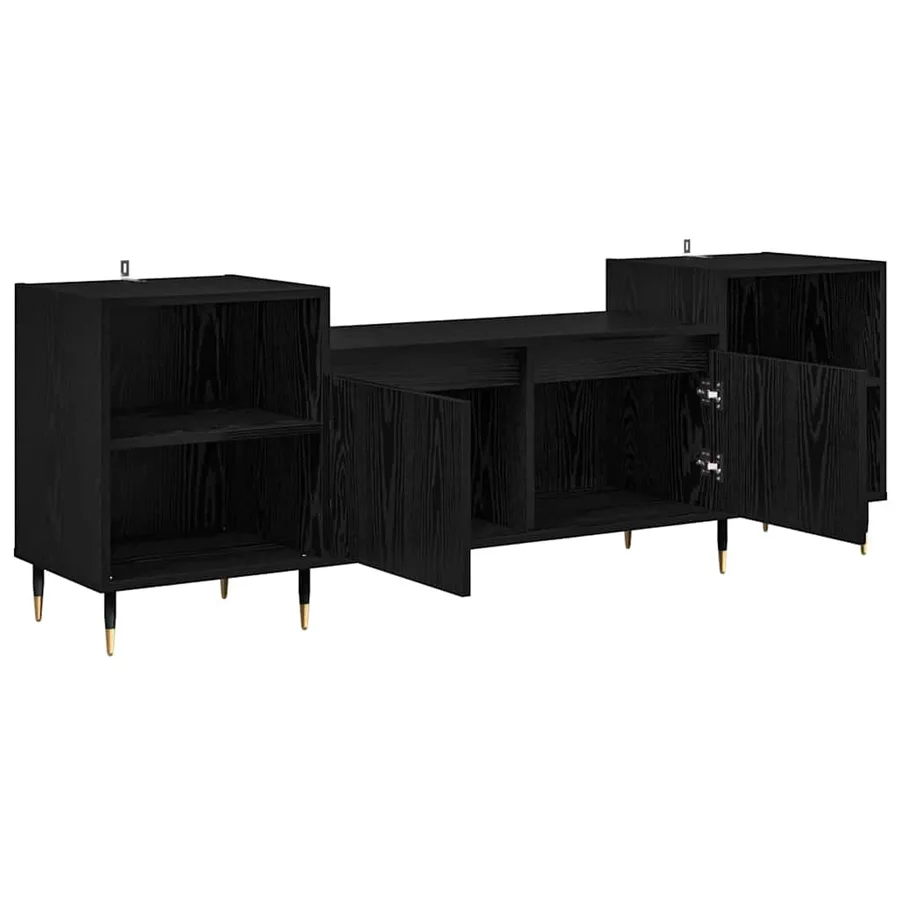Meuble TV Chêne noir 160 x 35 x 55 cm Bois d'ingénierie - 5
