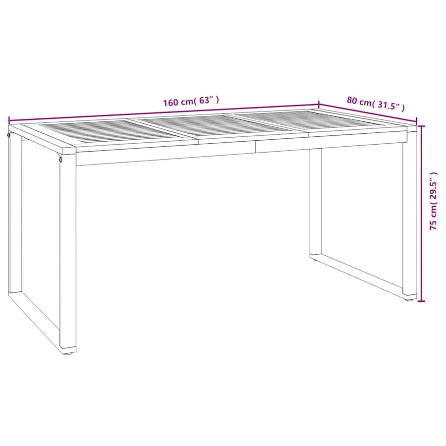 Ensemble à manger de jardin 5 pcs bois d'acacia massif et métal - 8