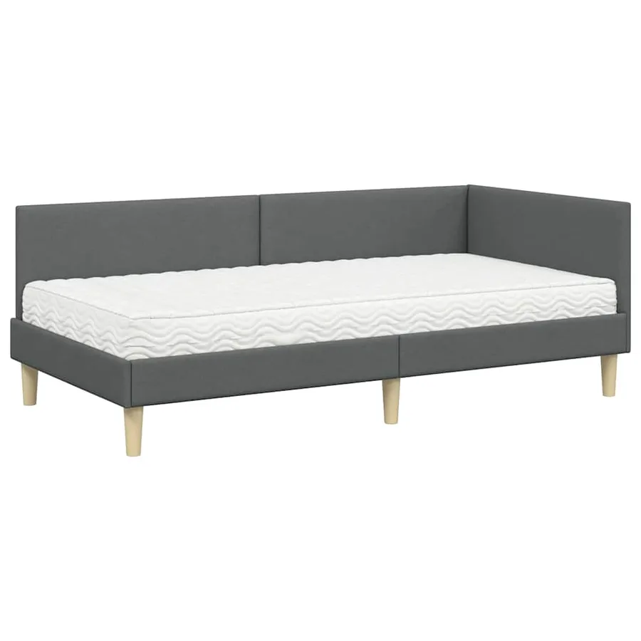 Cadre de lit d'angle avec matelas Autre 2 pcs Gris tissu - 4