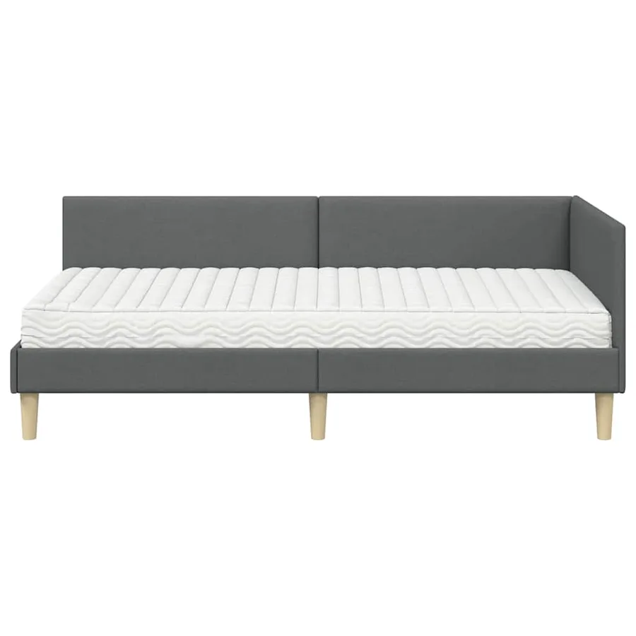 Cadre de lit d'angle avec matelas Autre 2 pcs Gris tissu - 5