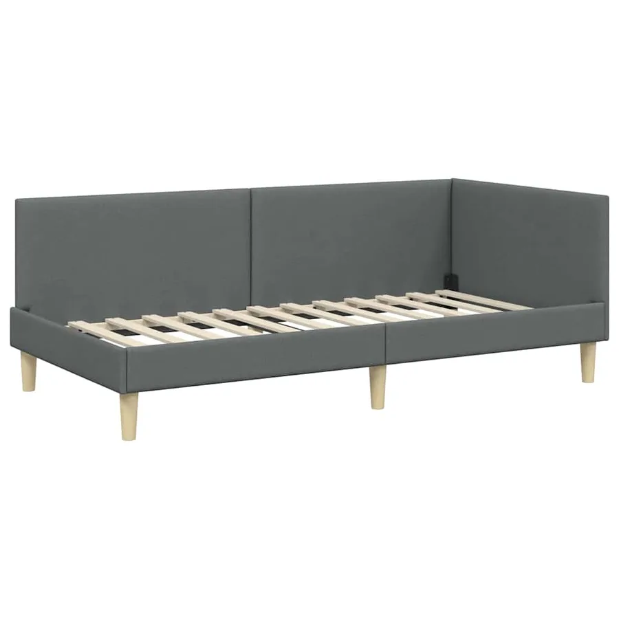 Cadre de lit d'angle avec matelas Autre 2 pcs Gris tissu - 6